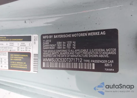 2013 Mini Hardtop Cooper from USA, damaged, VIN WMWSU3C53DT371712
